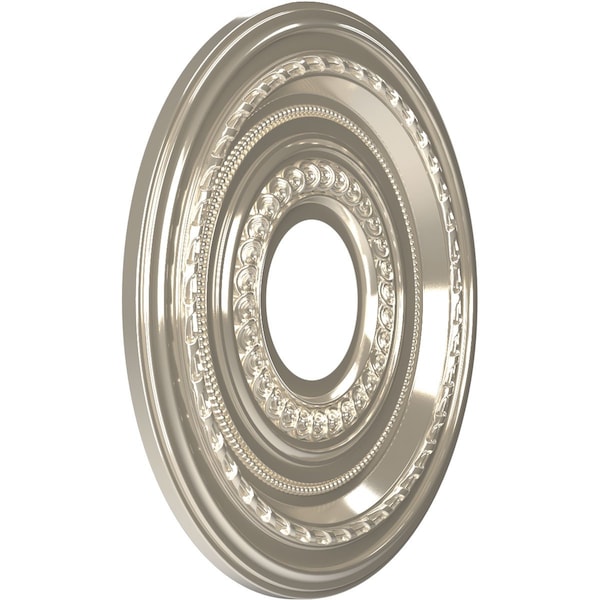 Cole PVC Ceiling Medallion (Fits Canopies Up To 4 1/4), Brght Coat Chrome, 13OD X 3 1/2ID X 3/4P